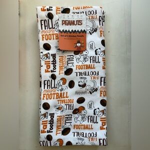 Peanuts snoopy Autumn Football Kitchen Towels - White and Brown